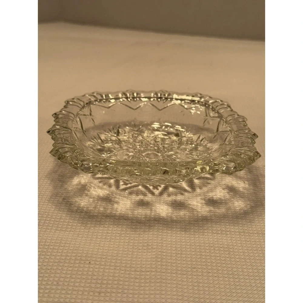 Vtg Pasari‎ Square Glass Candy Dish Pineapple Fan Handled Indonesia 5.5